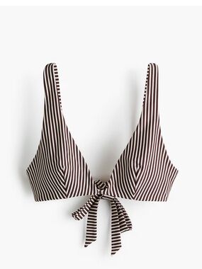 H&M Brown and White Striped Bikini Top